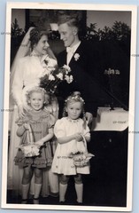 Blonde flower children girls and wedding couple – photo postcard 9x14cm