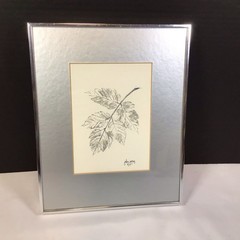 Framed Silver Autumn Leaf Design Art 10.5 x 8.5 Inch Heavy Custom Frame