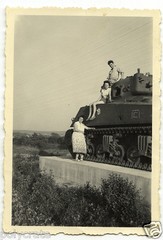 Women On Tank – Vintage Black And White Photograph On. 1950