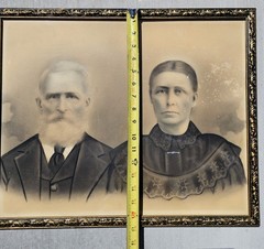Antique Studio CRAYON PORTRAIT, Tennessee Farmers Pioneers Oddities BOGLE FAMILY