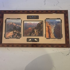Vintage Alain Briot Landscape Triptych Signed Southwestern Navajo Style Frames