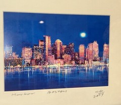 2017 Signed Fei Yang Boston Harbor Photo Photograph (5.5×7.25) 8”T 10”W Matted