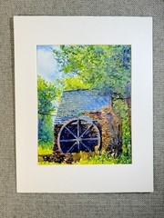 Water Wheel Digital Watercolor Original Art Photograph 8 X 10 Mat 11 X 14 Signed