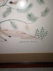 RARE VINTAGE Harrison Begay Silkscreen, Two Does Running Framed 16.5” X 14.5”