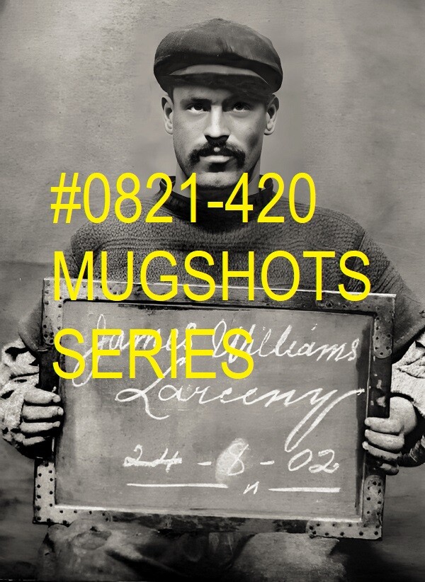 VINTAGE MALE PORTRAIT #0821-420 -CONVICT MUGSHOT 1902 -free shipping usa