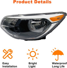 Pair Halogen Headlights Headlamps Assembly for 2014-2019 Kia Soul KI2502167 KI25