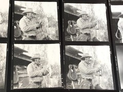 NEWLY FOUND! Hendrickson PHOTO Contact Sheet Proof & Negs COWBOY FIXING SPURS