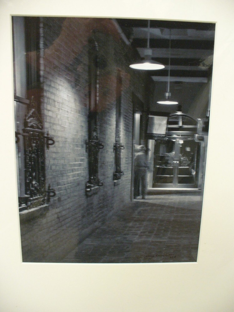 MATTED PHOTOGRAPHY Black and White Hallway Lights Man in Doorway Night 16×20