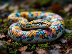 Floral Snake Beautiful Digital Art Transparent Download PNG File