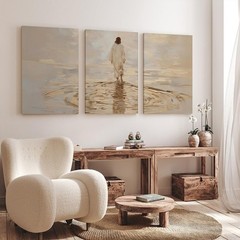 Reateforin Jesus Walking on Water Canvas Wall Art Christian Spiritual Wall De…