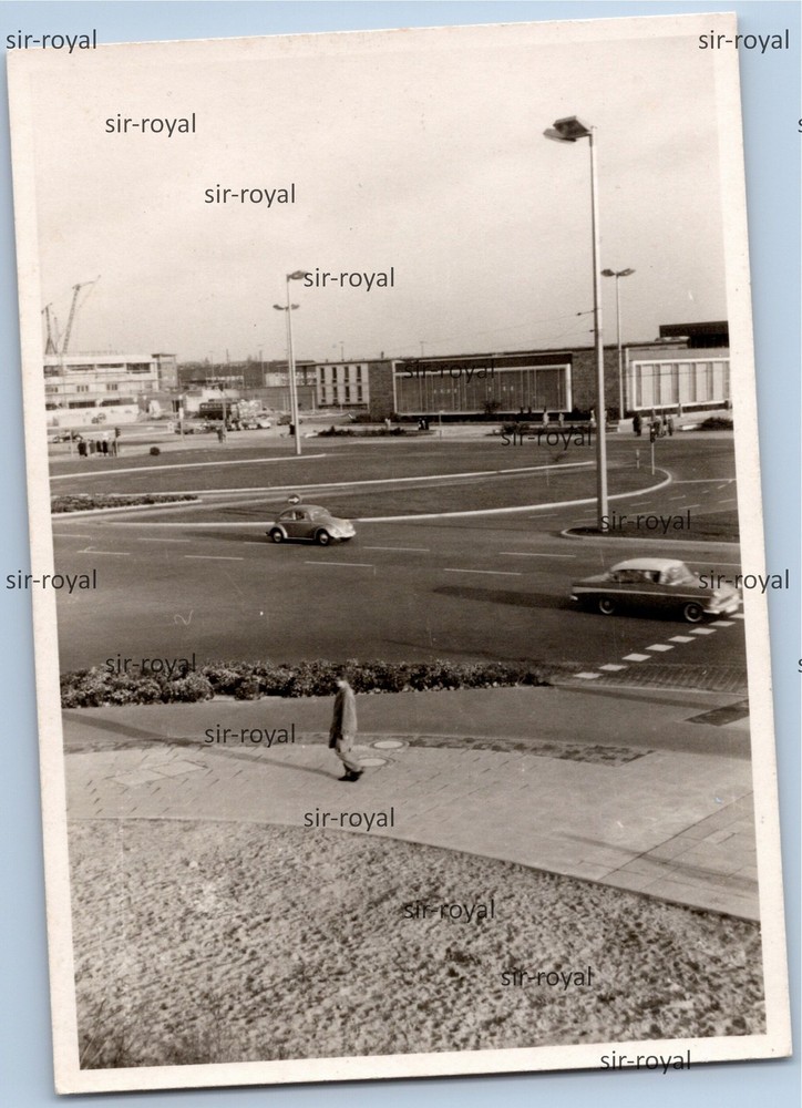 Probably Braunschweig around 1960-Cars Vehicle Road Building VW Beetle-Photo 7x10cm