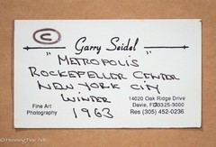 Rare Gary Seidel Signed Photograph Rockefeller Center NYC Winter 1963 20×24″