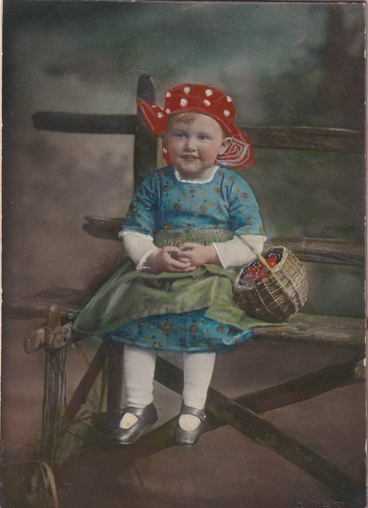 Coloured Photo on Cardboard – Child Portrait – Circa 1900