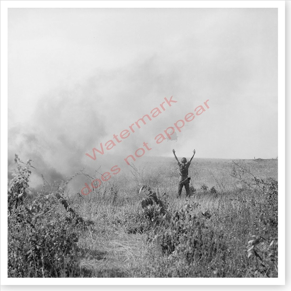 Vietnam War Soldier Directs UH-1 Helicopter For Injured Silver Halide Photo