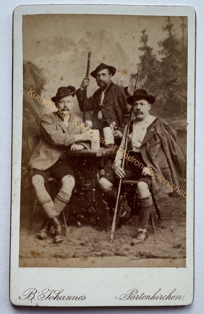 orig. CDV photo photograph 1902 costume Bavaria Lederhosen Partenkirchen Johannes