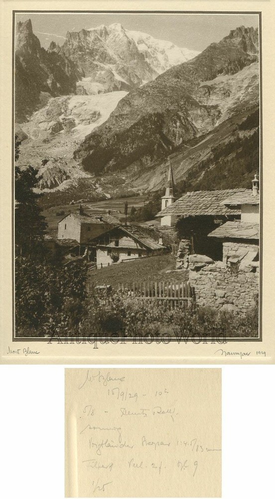 Mont Blanc mountain Alps antique art photo