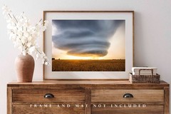 Storm Photography Print – Sculpted Supercell Thunderstorm at Sunset in Oklahoma