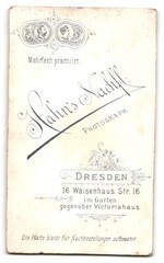 Photograph Hahn’s Nachf., Dresden, Orphanage Str. 16, Portrait Lady in Biederm