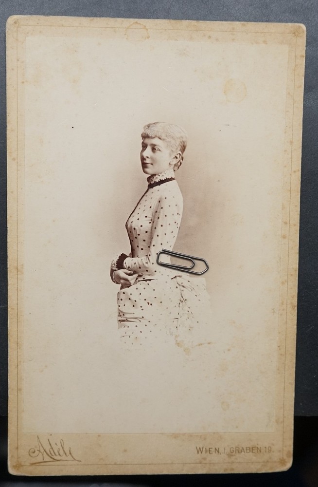 Photo CDV KAB Portrait Young Woman Actress Adele Studio Dress Model Picture