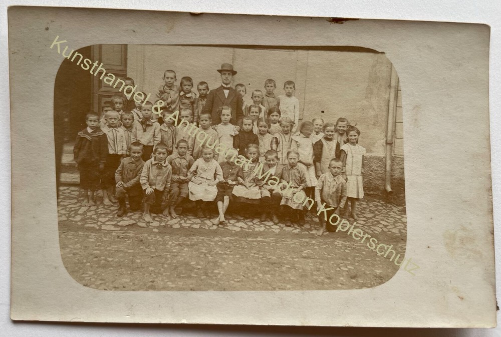 orig. Photo postcard child children group fashion around 1905 poverty poor children orphans