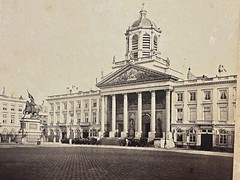 Original Photo 19TH Albumen Print Brussels Belgium Place Royale Landscape