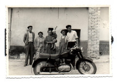 Photo Motorcycle Vintage Family with Vintage Pannonia t5 Motorcycle