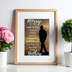 Inspirational Quote Wall Art Worry’s A Waste Of Time Printable Digital Download