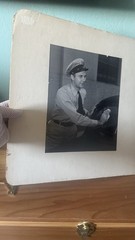 1946 Vintage Photography Art Center School Uniformed Man Cleaning Car 7.5×9.5”