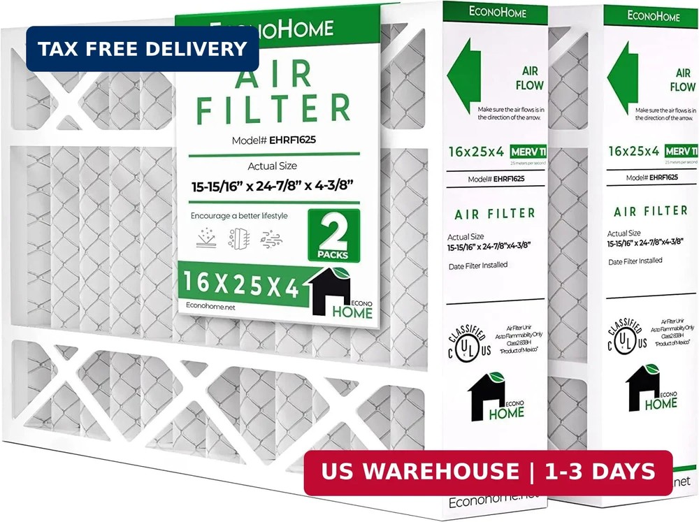 EconoHome 16x25x4 AC Furnace Pleated Air Filter MERV 11 Replacement – Allergen D