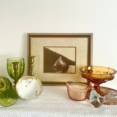 Vintage Black and White Framed Photograph of Rock