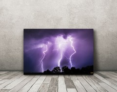 Lightning photography print purple nature picture weather wall art photo decor