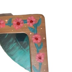 Painted Female Portrait Of Actress Patricia Neal In Painted Frame Vintage Pink