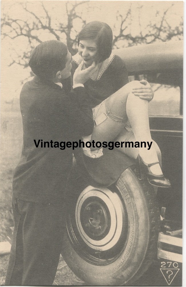 Z3339 postcard 1920s artistic nude pretty woman lingerie car car