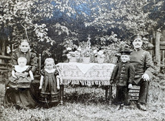 Photograph Family Children Uniform Garden Table Circa 1905-1915