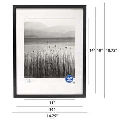 Black Gallery Picture Frame 14×18 Matted to 11×14 Wall Display Art Decor New