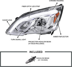 JDM Chrome LED Projector Headlights Compatible with 2007-2011 Honda CR-V, Left +