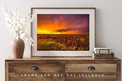 Prairie Sunset Photography Print: Oklahoma Great Plains Sky Landscape Photo