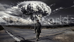 Nuclear Explosion Mushroom Cloud Art Digital Download Man Apocalypse Printable
