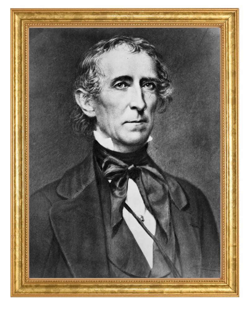 John Tyler Photograph in a Aged Gold Frame