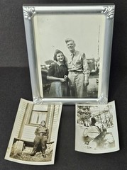 Vintage 1938 – 1942 Lot of 3 Black & White Photos Couple, A Guy & Lady on a Log
