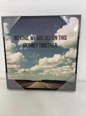 Art Photography Canvas Open Road Journey 11.5” x 11.5” x 1.25” Blue White Brown