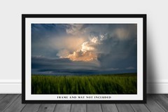 Storm Photography Print – Picture of Thunderstorm Over Wheat Field in Kansas