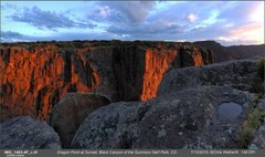 Dragon Point at Sunset, Black Canyon of the Gunnison Nat’l Park; 17″x30″ photo.