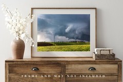 Storm Photography Print – Picture of Twin Tornadoes on Spring Day in Kansas