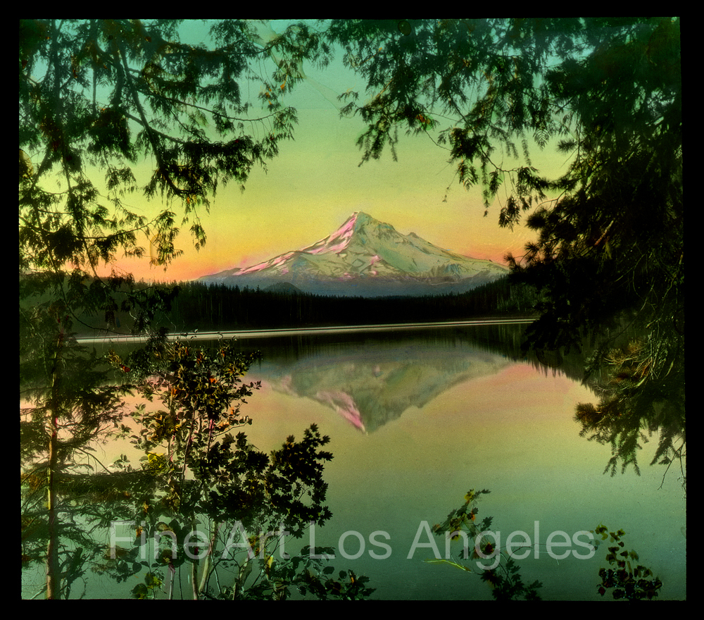 Lantern Slide Photo, Mountain Reflected in Lake, Landscape
