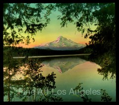 Lantern Slide Photo, Mountain Reflected in Lake, Landscape