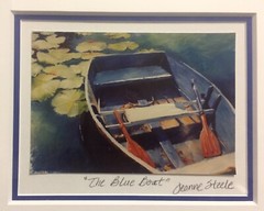 Jeanne J.M. Steele Photo Art “The Blue Boat” Signed Matted Framed 12” x 13”