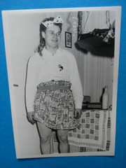 Retro photo GDR pretty woman carnival costume 1974, original 7×10 cm