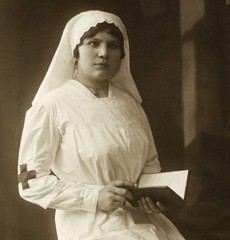 pretty nurse w book, Vintage fine art Photograph, 1910’s Budapest