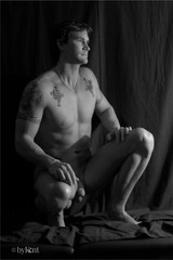 Nude male art model photographs, three 4×6″ prints